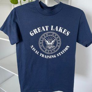 Vintage US Navy Blue Great Lakes Training Camp T Shirt